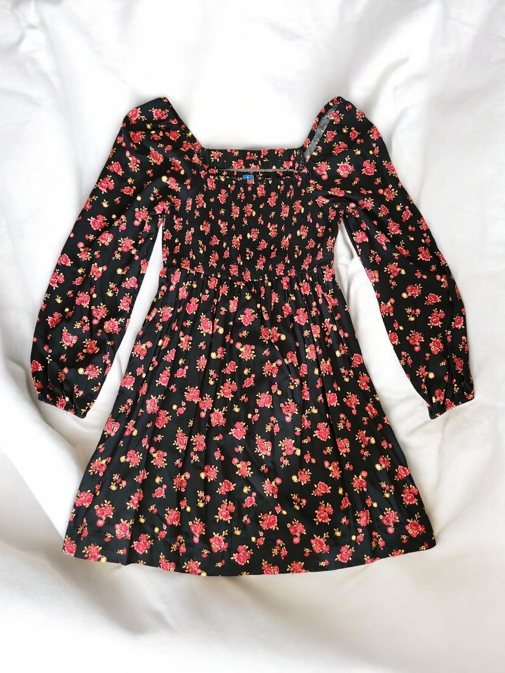 Old Navy Floral Smocked Dress with Long Sleeves-Size Small
